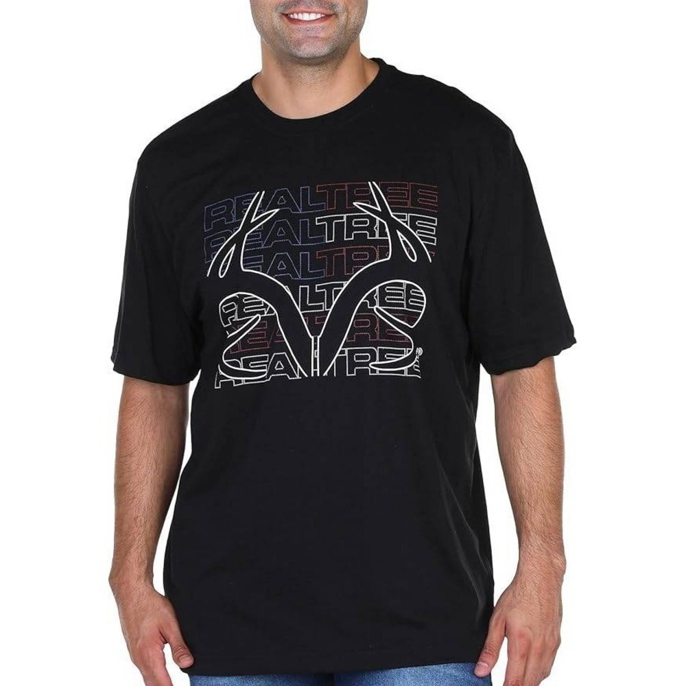 Realtree Graphic T-Shirt Mens Large Black NEW Antlered Logo MRT89481
